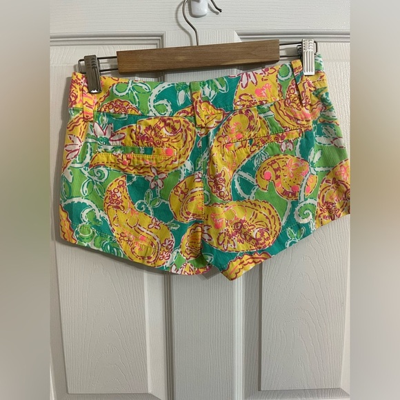 Lilly Pulitzer The Walsh Shorts SZ 000 Pop Goes the Leamur Paisley Green Yellow - Picture 5 of 12